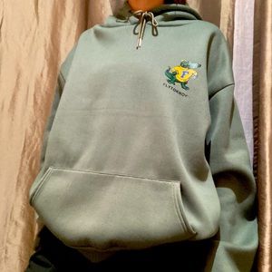 Sage Oversized Crocodile Cartoon Hoodie